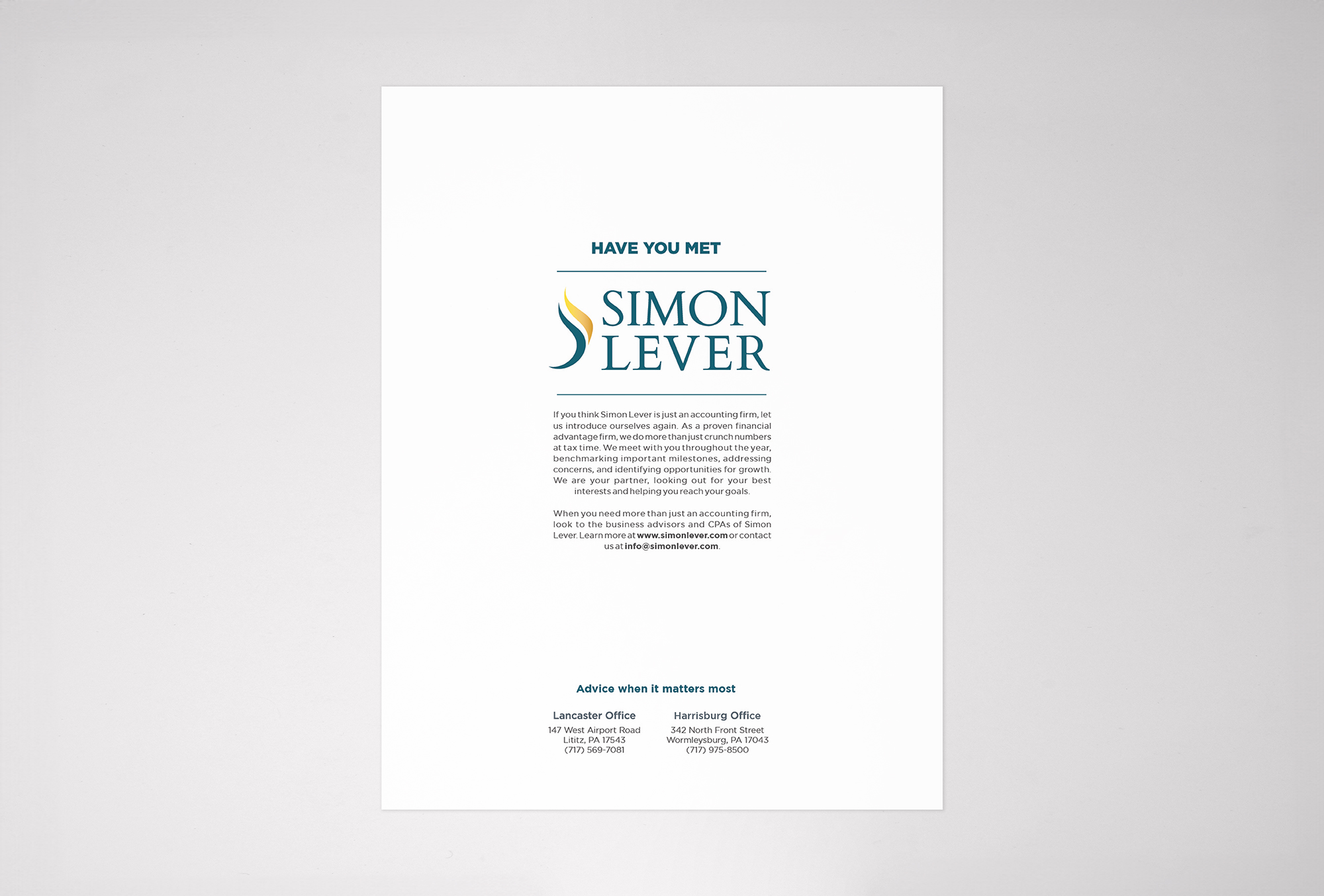 Simon Lever Rebrand Ad