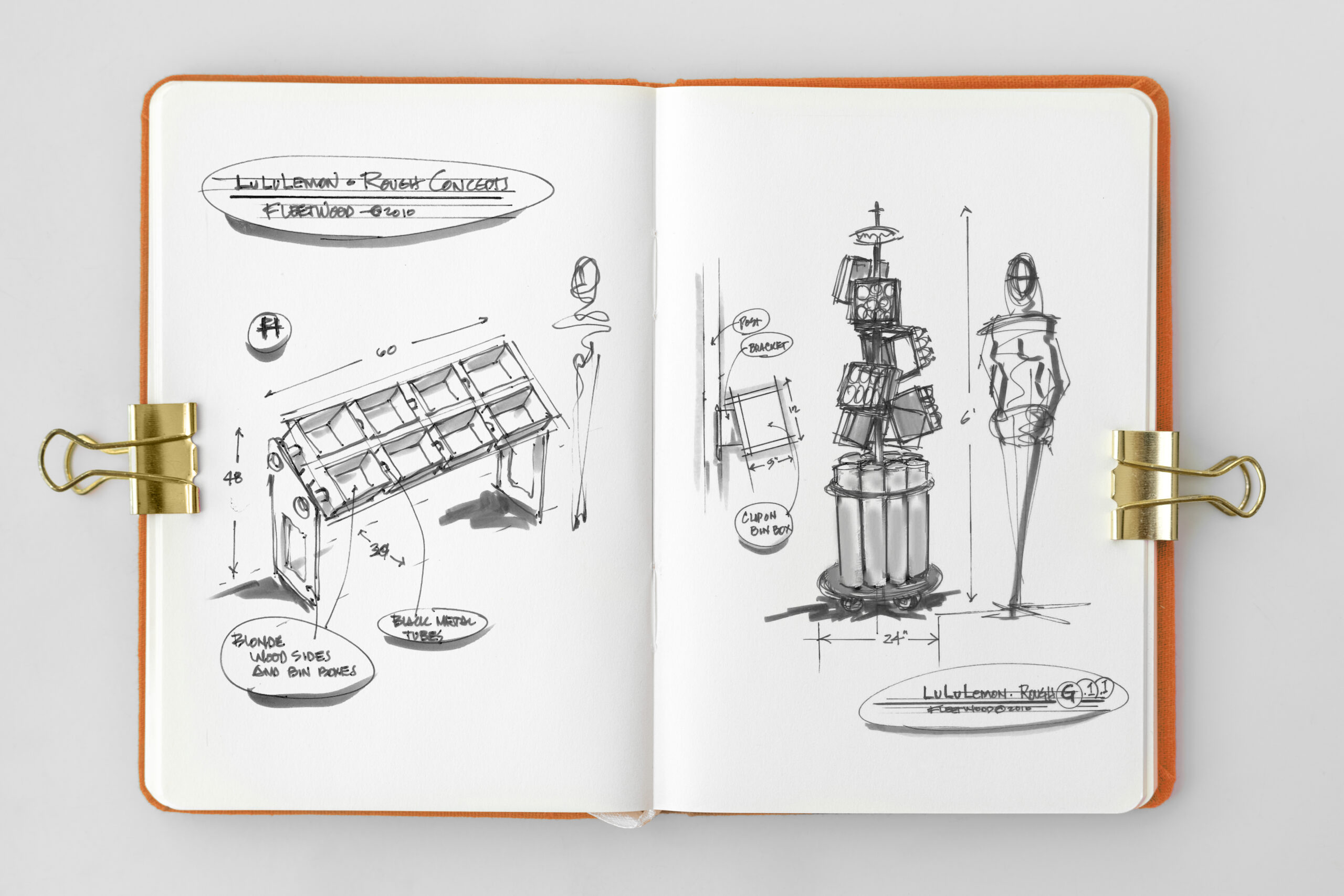 White notebook page with sketches