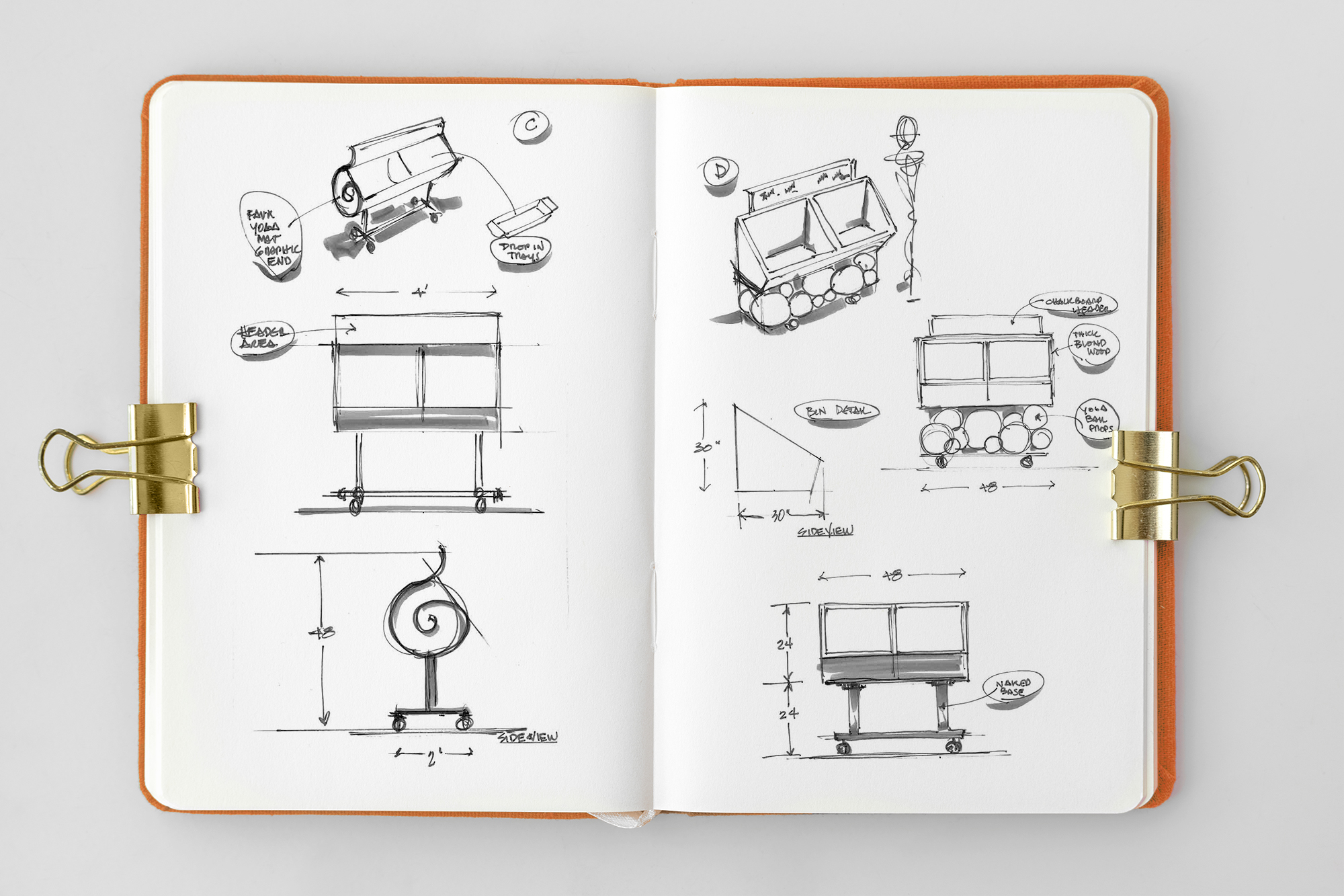 White notebook page with sketches