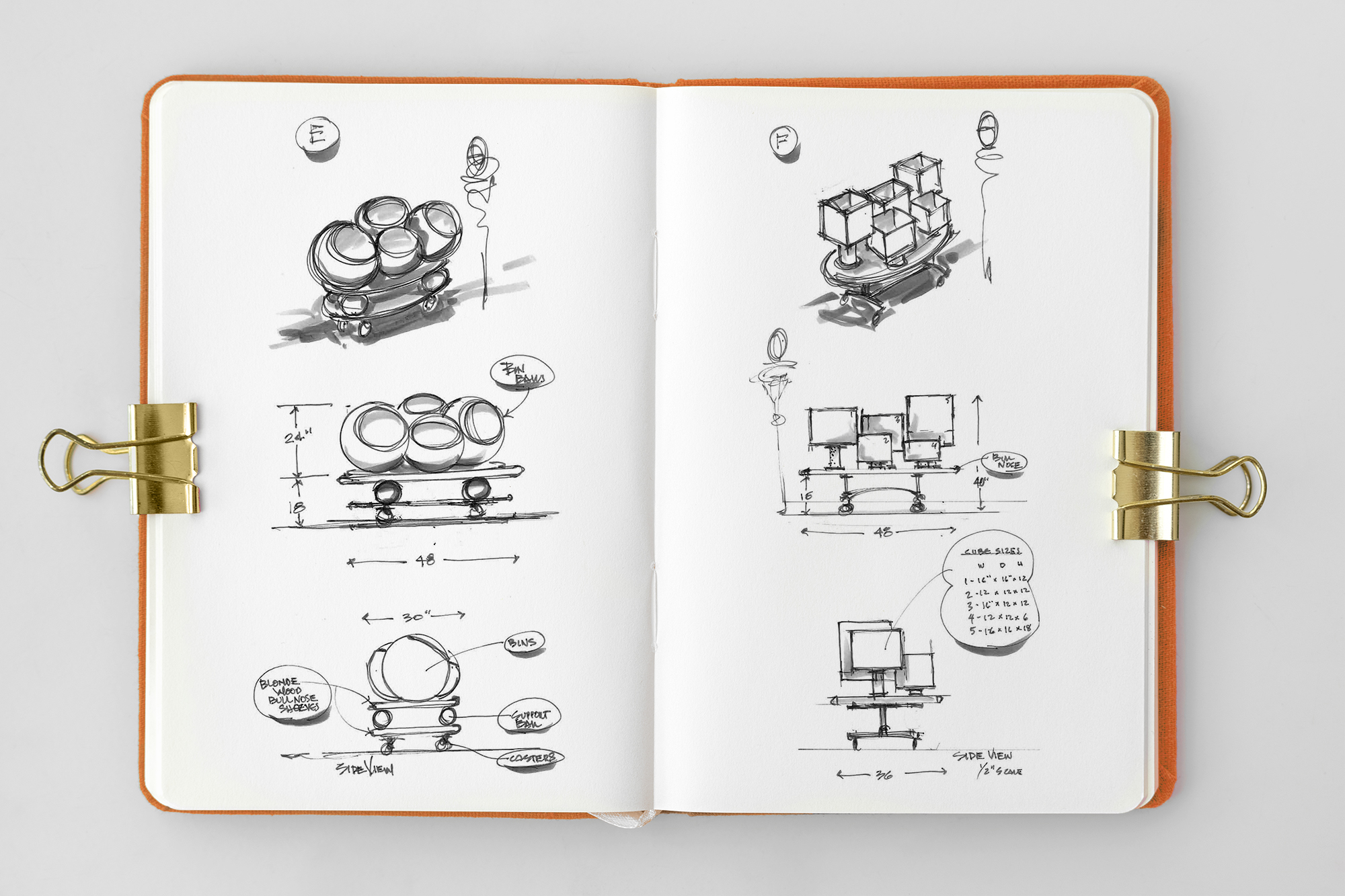 White notebook page with sketches