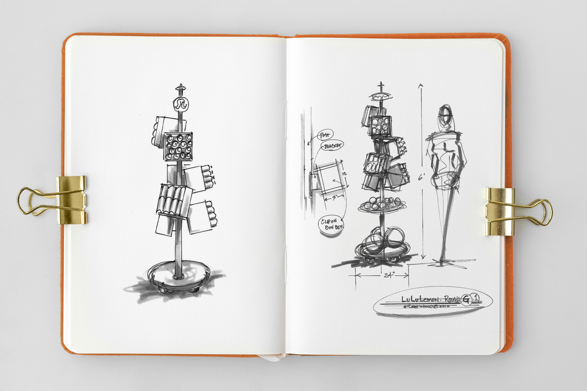 White notebook page with sketches