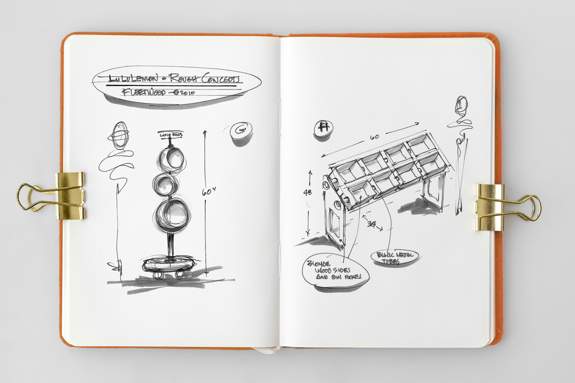 White notebook page with sketches