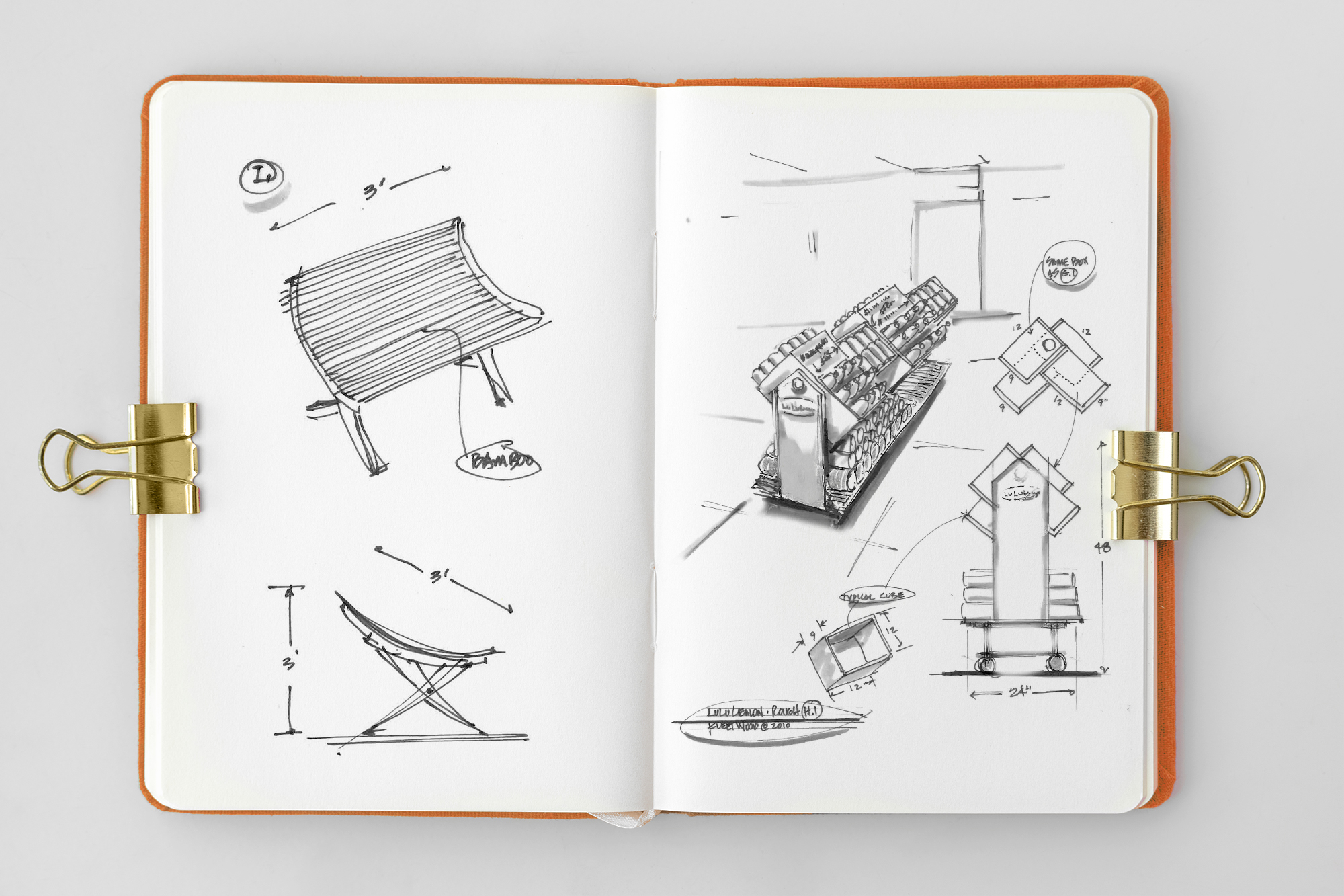 White notebook page with sketches