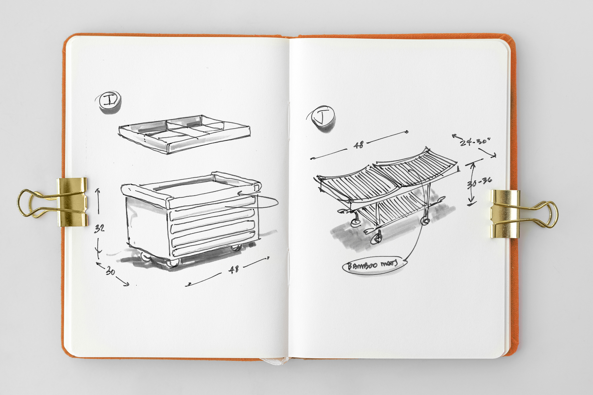 White notebook page with sketches